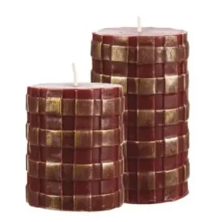 Stumpenkerze 4er-Set Rustic Twisted Lio rot gold