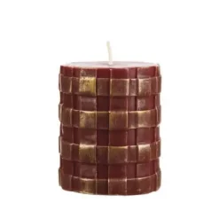 Stumpenkerze 4er-Set Rustic Twisted Lio rot gold