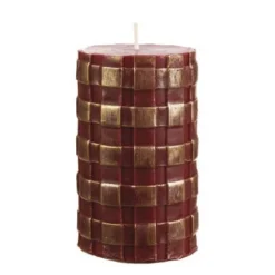 Stumpenkerze 4er-Set Rustic Twisted Lio rot gold