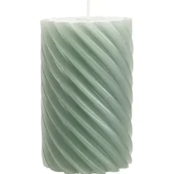 Stumpenkerze 4er-Set Rustic Twisted smaragd 11×7 cm