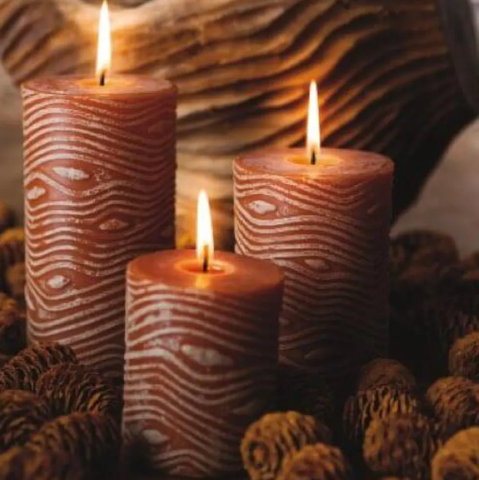 Stumpenkerze 4er Set Rustic Twisted kürbis