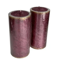 Stumpenkerze 2er Set Tivo burgund Höhe 15 cm