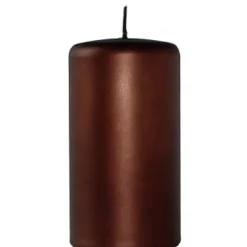 Stumpenkerze glänzend 2er Set Cylinderkerze Sicilia kupfer Höhe 15 cm
