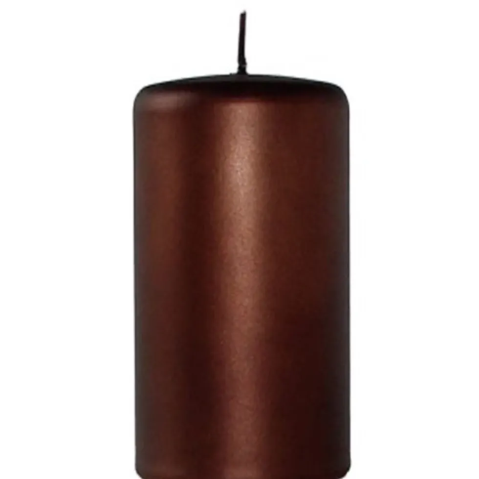 Stumpenkerze glänzend 2er Set Cylinderkerze Sicilia kupfer Höhe 15 cm