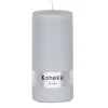 Stumpenkerze grau 4er Set Powder Kaheku 7×15 cm