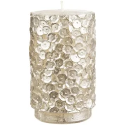 Stumpenkerzen 4er Set Rustic Malia silber glänzend 11×7 cm