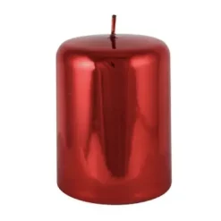 Stumpenkerze rot glänzend 2er Set Cylinderkerze Sicilia Höhe 10 cm