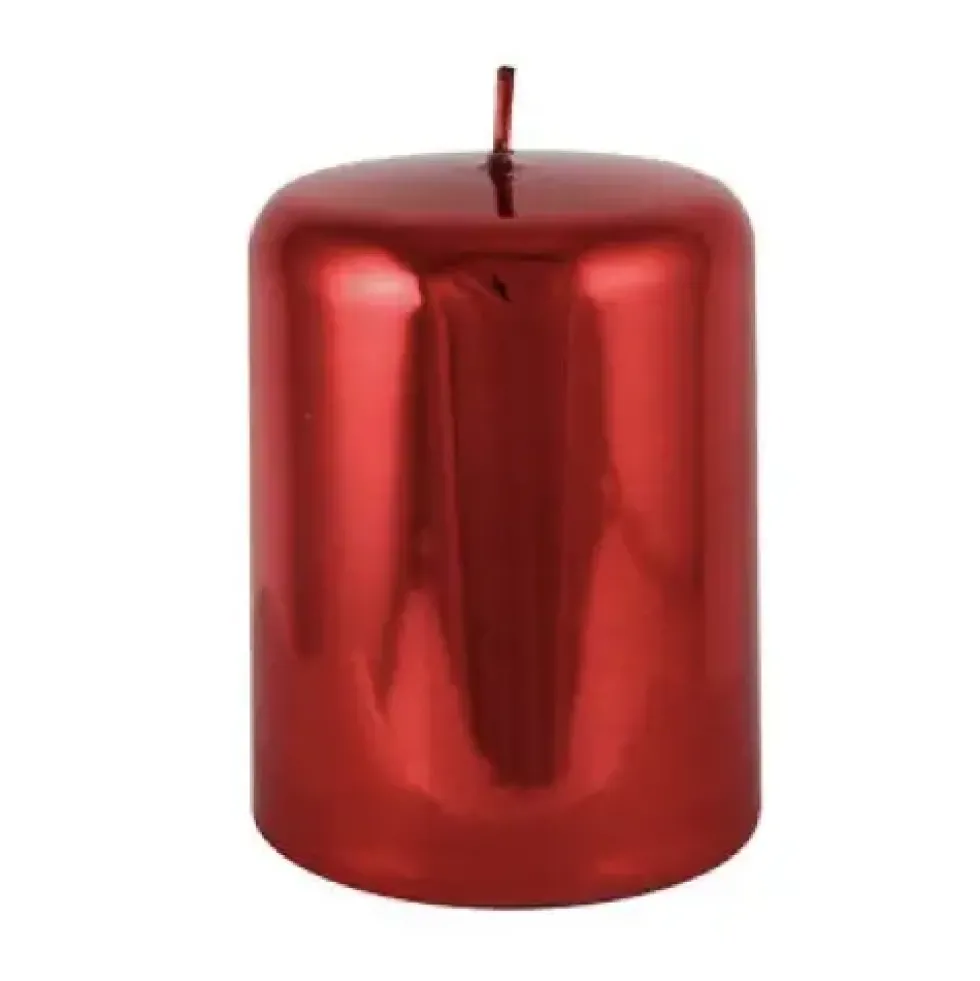 Stumpenkerze rot glänzend 2er Set Cylinderkerze Sicilia Höhe 10 cm