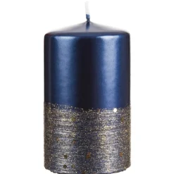 Stumpenkerze tiefseeblau 4er Set Agnes 10×6 cm