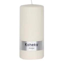 Stumpenkerze weiß 4er Set Powder Kaheku creme 7×15 cm