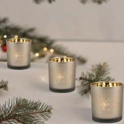 Teelichtglas Weihnachten STERNENSTAUB Räder H 8 cm