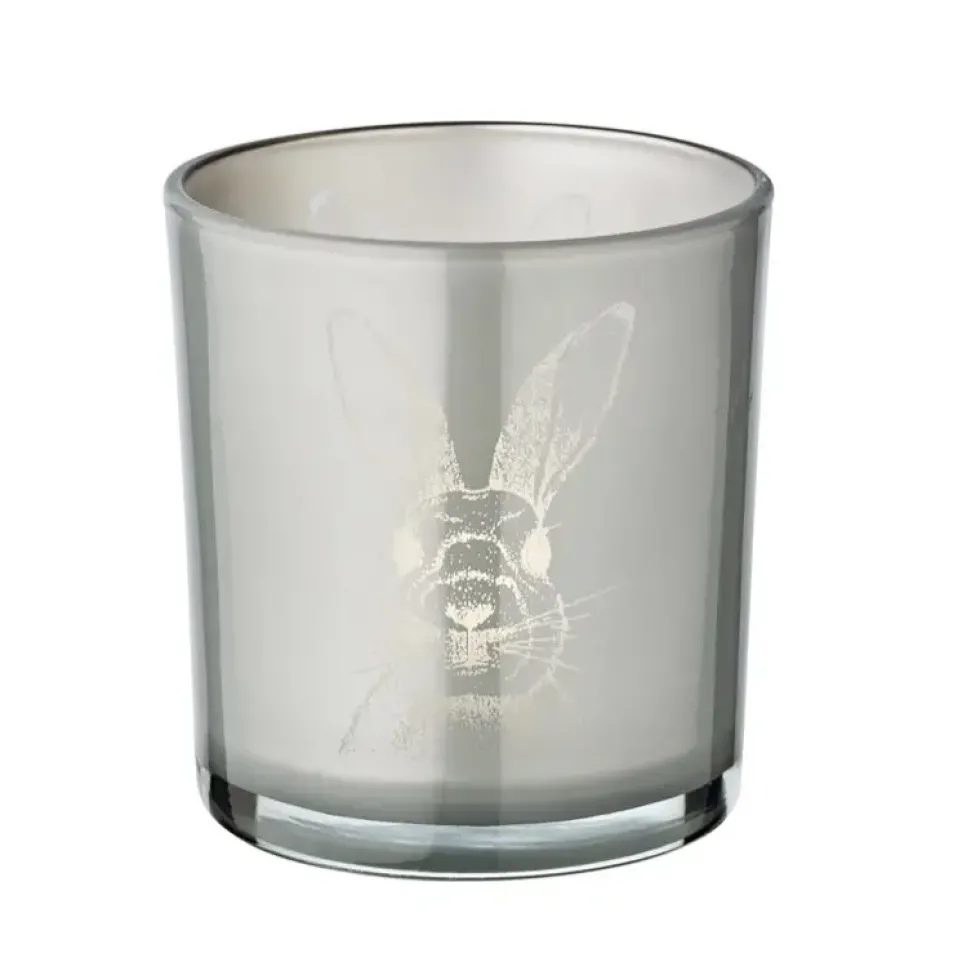 Teelichthalter Edzard Ostern Hase grau gold 2er Set