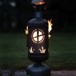 Terrassenofen Feuertonne aus Stahl HEXENHAUS Höhe 115 cm