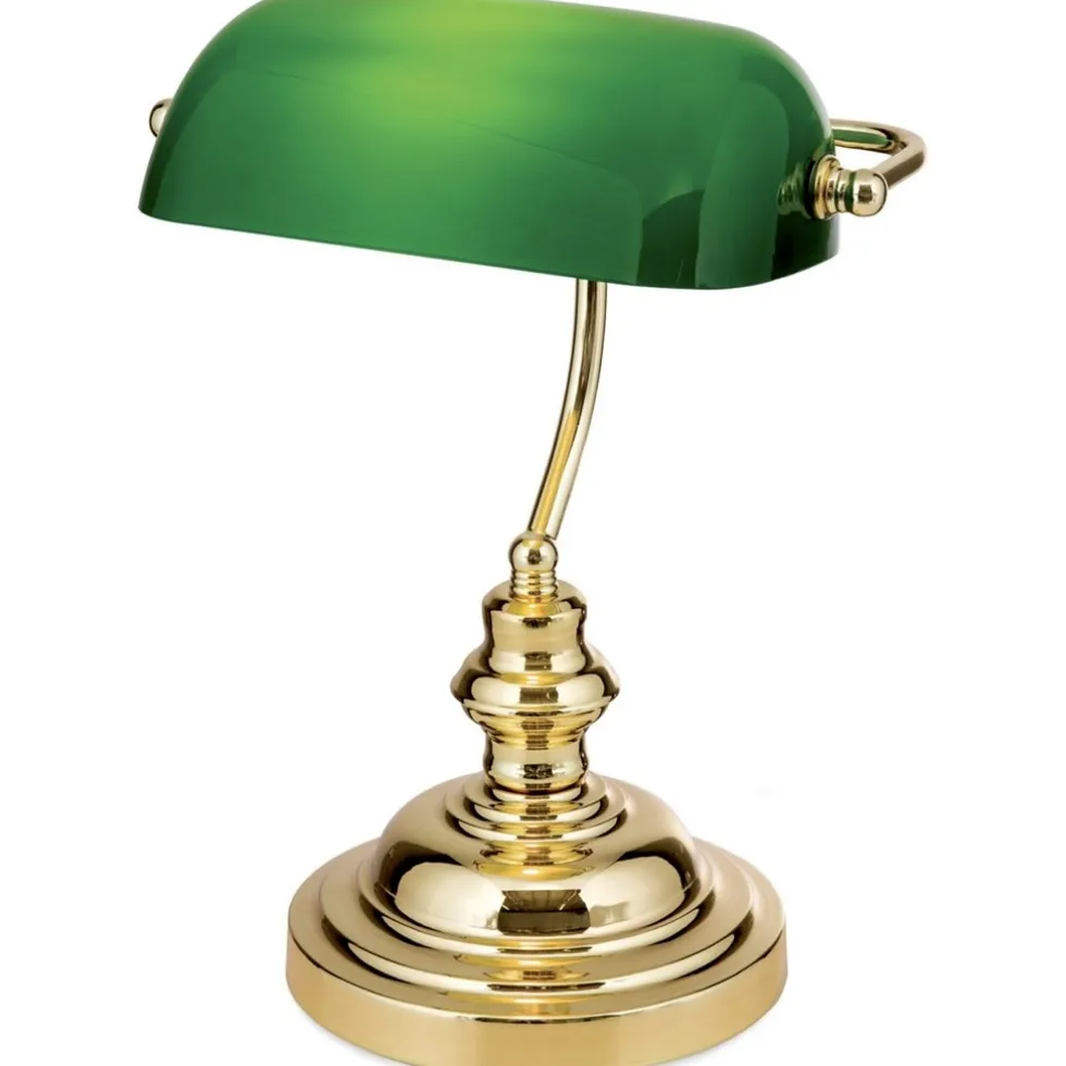 Tischlampe Bankerlampe grün Höhe 36 cm