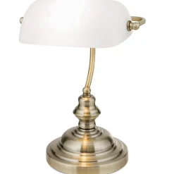 Tischlampe Bankerlampe weiß Höhe 36 cm