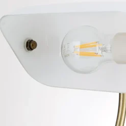 Tischlampe Bankerlampe weiß Höhe 36 cm
