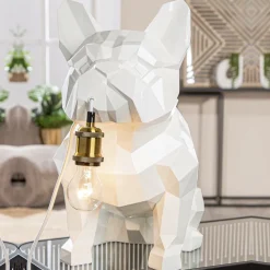 Tischlampe Bulldogge weiß Höhe 46 cm