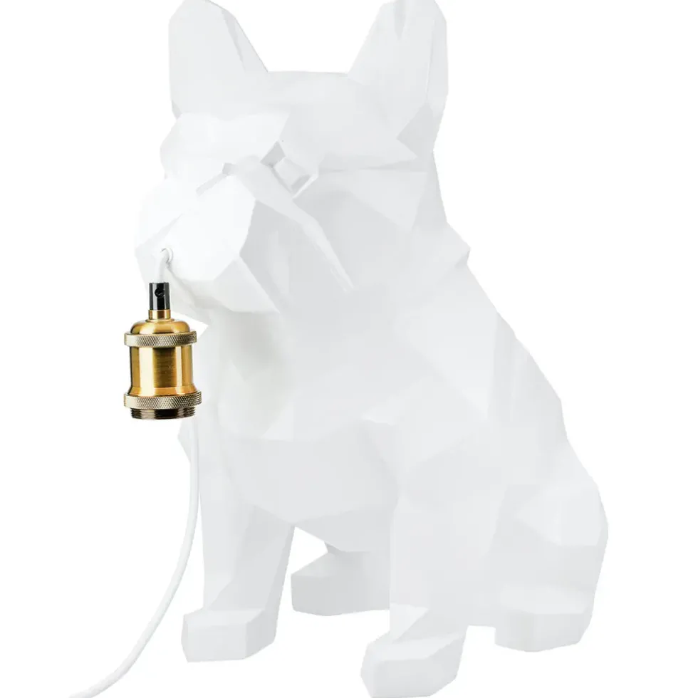 Tischlampe Bulldogge weiß Höhe 46 cm