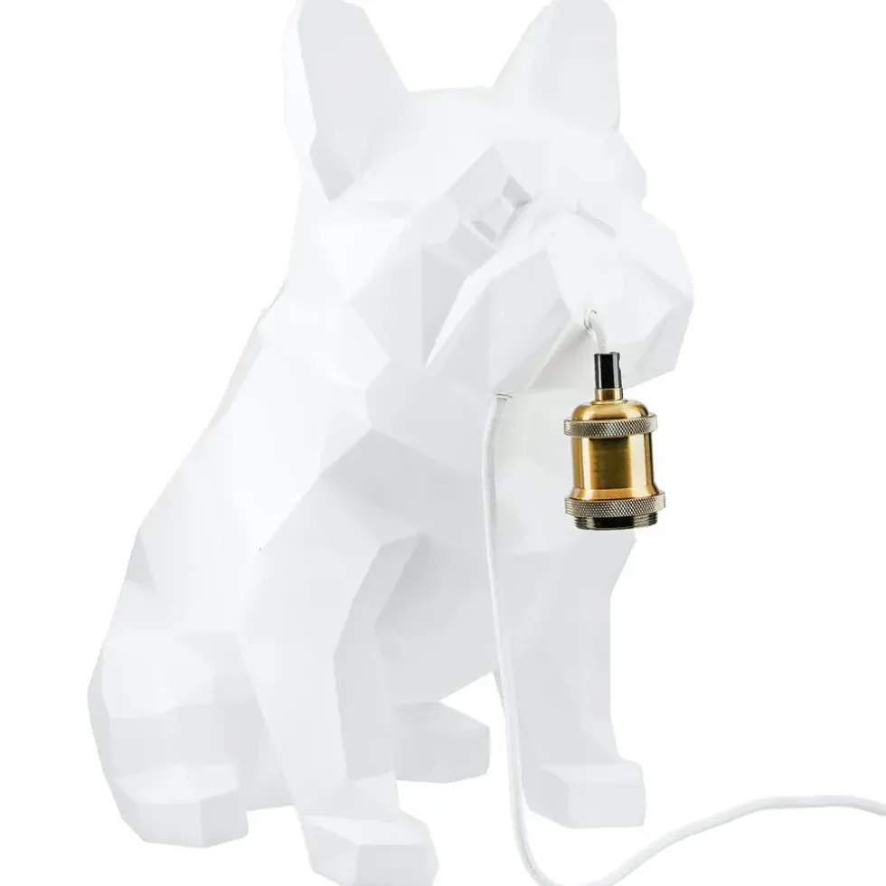 Tischlampe Bulldogge weiß Höhe 46 cm