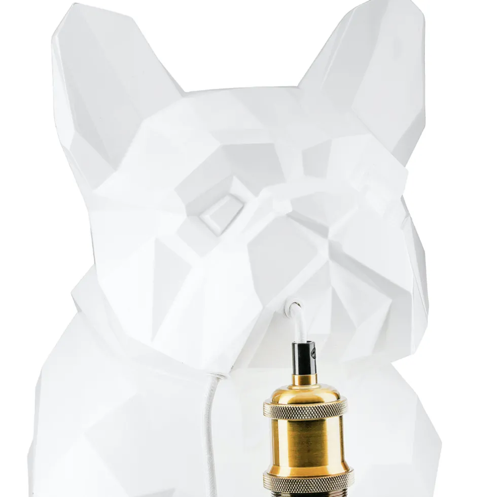 Tischlampe Bulldogge weiß Höhe 46 cm