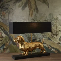 Tischlampe Dackel gold Vienna Werner Voß Höhe 48 cm