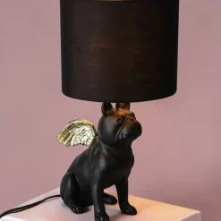 Tischlampe Französische Bulldogge schwarz Flying Bulli Höhe 55 cm