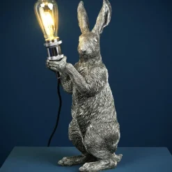 Tischlampe Hase Meister Lampe silber Werner Voß Höhe 48 cm