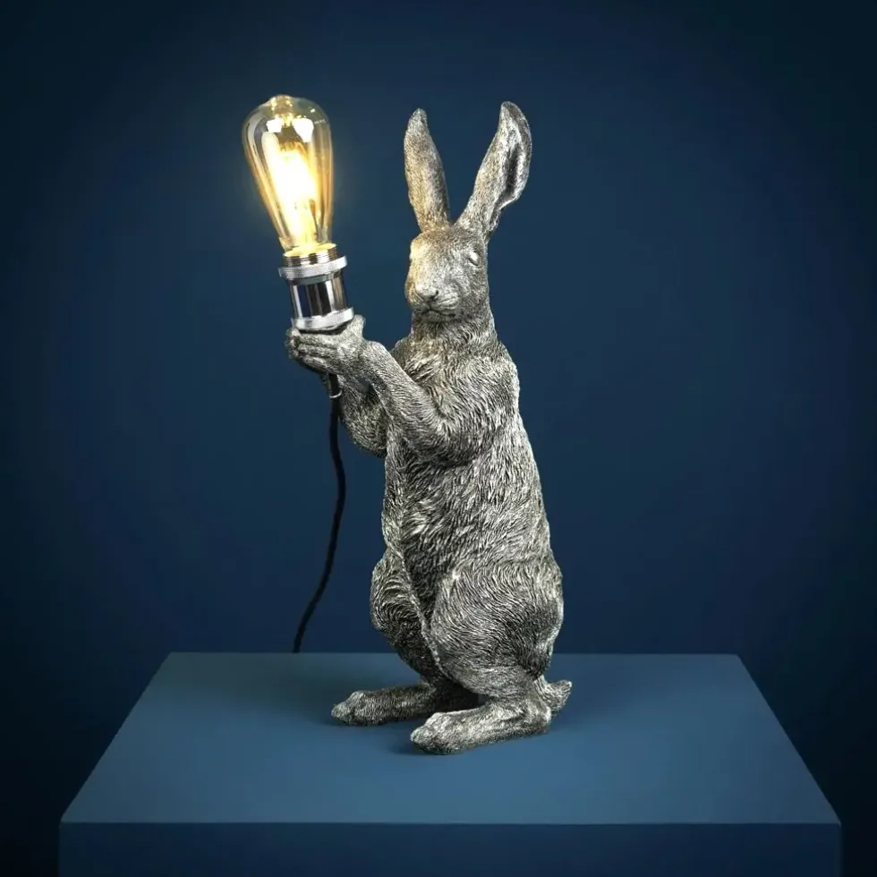 Tischlampe Hase Meister Lampe silber Werner Voß Höhe 48 cm