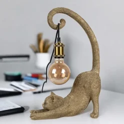 Tischlampe Katze gold Chloe Höhe 49 cm