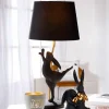 Tischlampe tanzender Hase MORRO schwarz gold H 53 cm