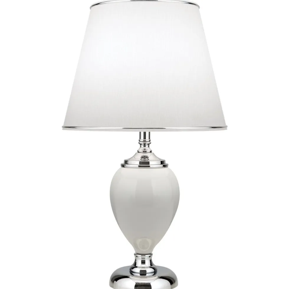 Tischlampe weiß Odelia chrom Höhe 48 cm
