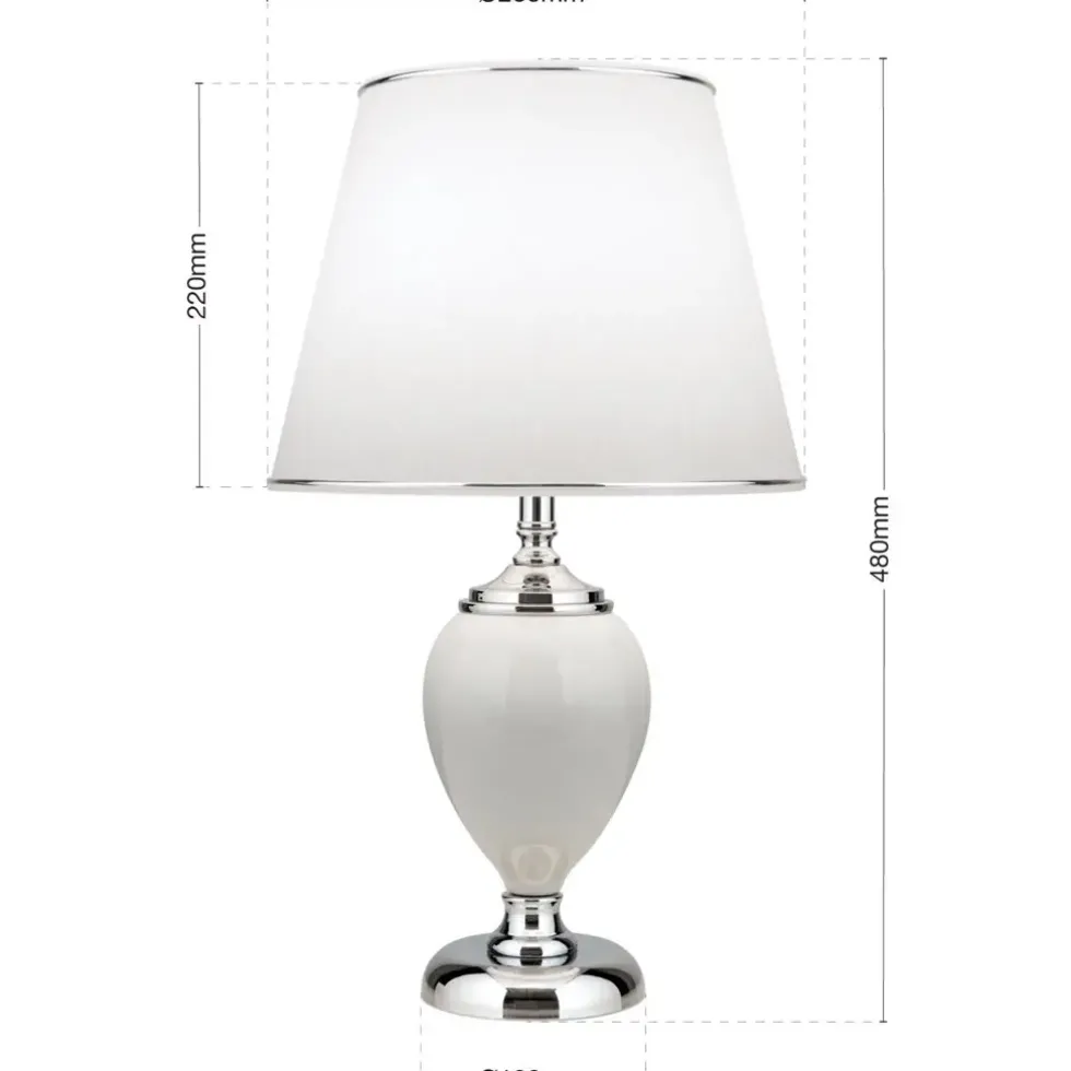 Tischlampe weiß Odelia chrom Höhe 48 cm