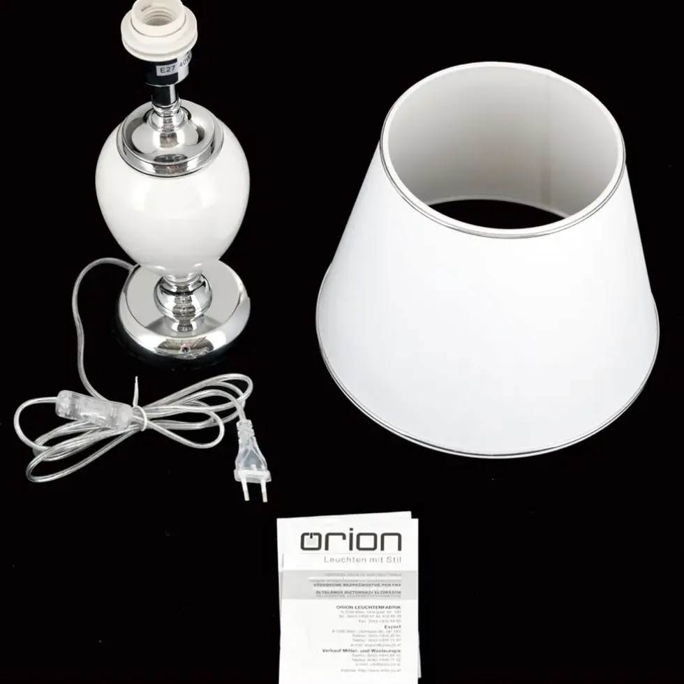 Tischlampe weiß Odelia chrom Höhe 48 cm