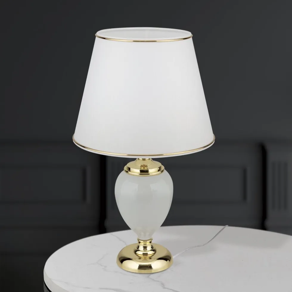 Tischlampe weiß ODELIA gold Höhe 48 cm