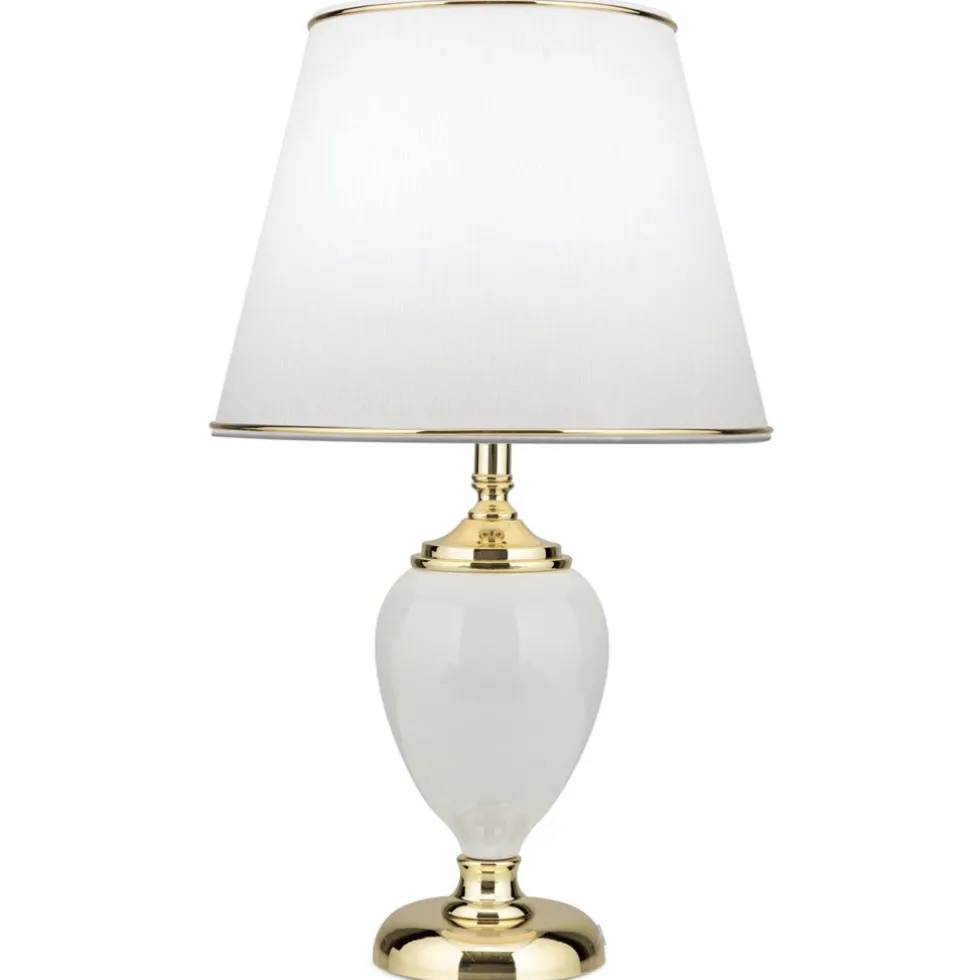 Tischlampe weiß ODELIA gold Höhe 48 cm