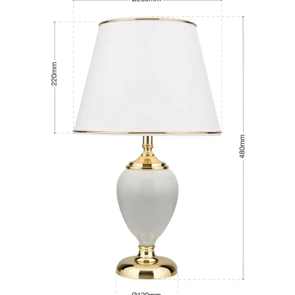 Tischlampe weiß ODELIA gold Höhe 48 cm