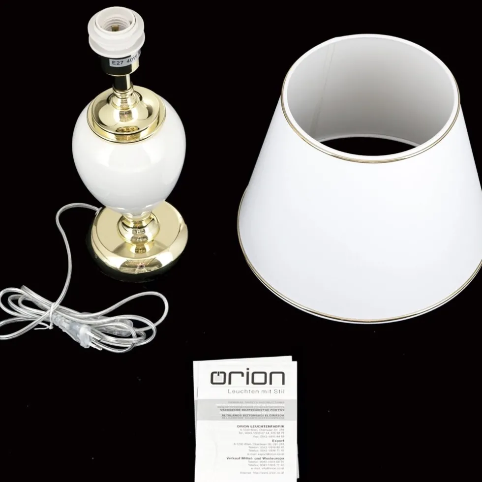Tischlampe weiß ODELIA gold Höhe 48 cm