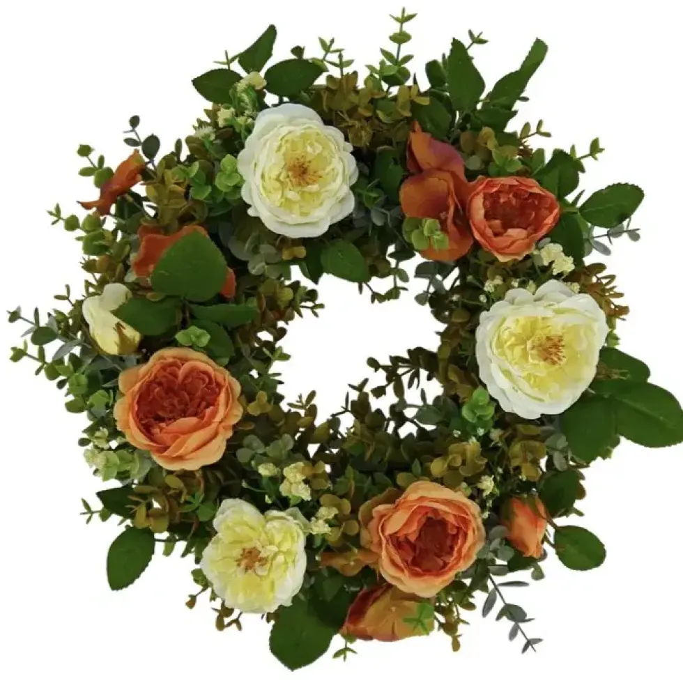 Türkranz Blumenkranz Eukalyptus mit Rosen Durchmesser 30 cm