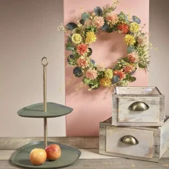 Türkranz Blumenkranz Frühling Deko Dahlien Durchmesser 45 cm