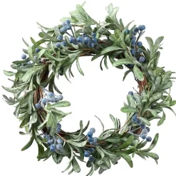 Türkranz Deko Kranz Beerenblätterkranz grün blau 40 cm