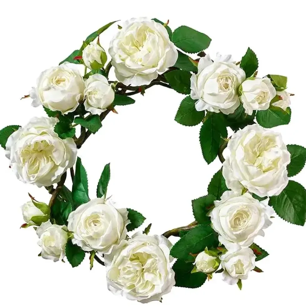 Türkranz Rosen Deko Kranz weiß Durchmesser 35 cm