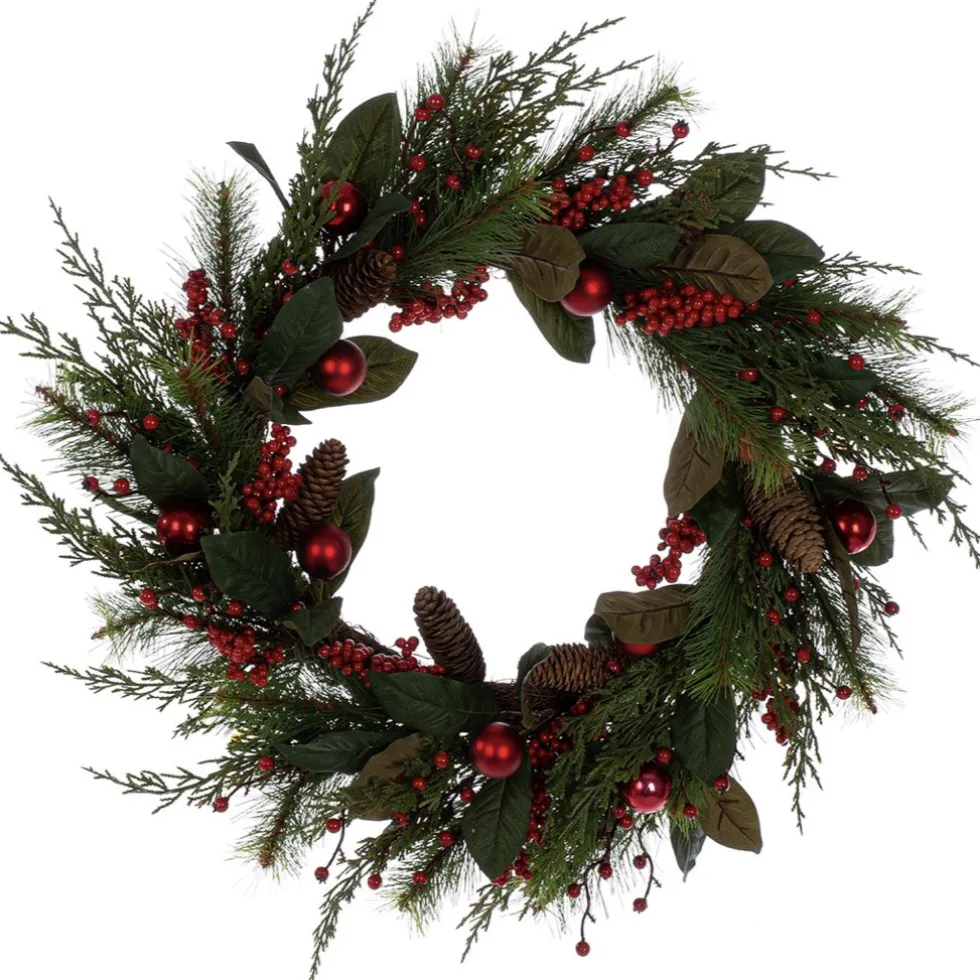 Türkranz Weihnachten Tannenkranz mit Kugeln BRENDA D 65 cm