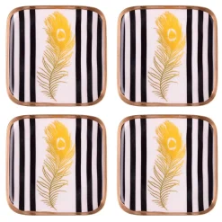 Untersetzer 4er Set GOLDEN FEATHER GiftCompany Metall 10×10 cm