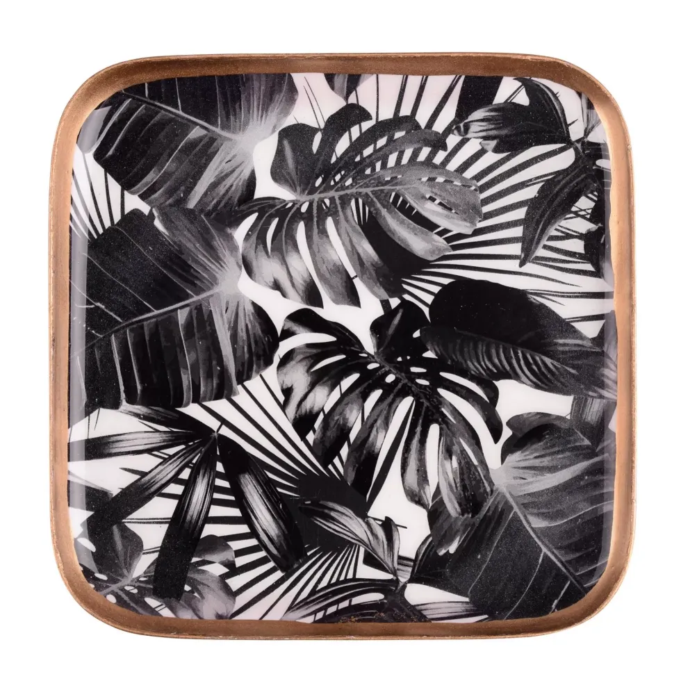 Untersetzer 4er Set SAIGON BLACK LEAVES GiftCompany Metall 10×10 cm