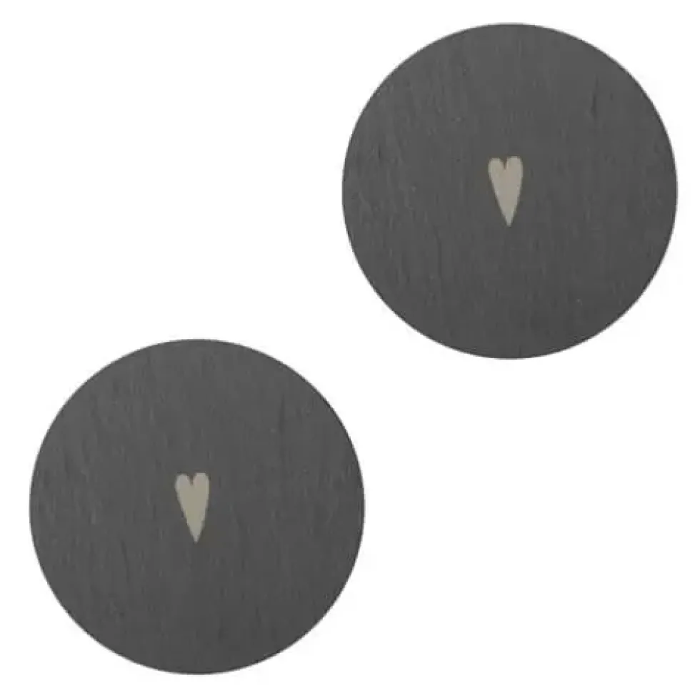Untersetzer Schiefer Deko Räder Design HERZ 2er Set D 10 cm