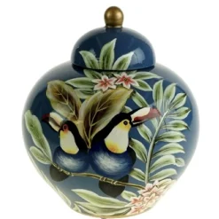 Vase blau mit Motiv Tropics Werner Voß