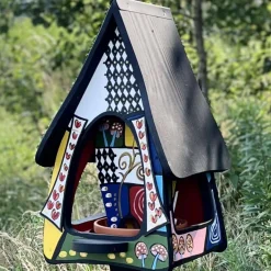 Vogelfutterhaus mit Ständer bunt Märchenwelt Vogelvilla Höhe 52 cm
