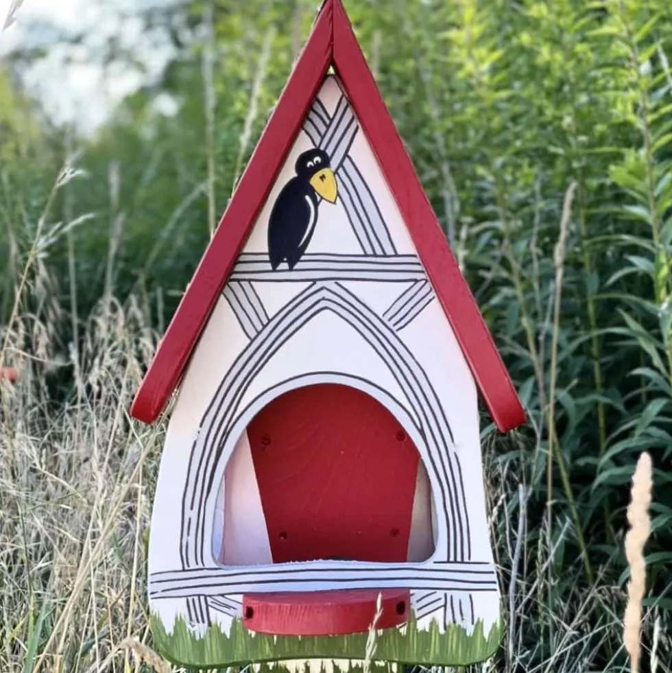 Vogelfutterhaus mit Ständer Fachwerkhaus Vogelvilla Höhe 45 cm