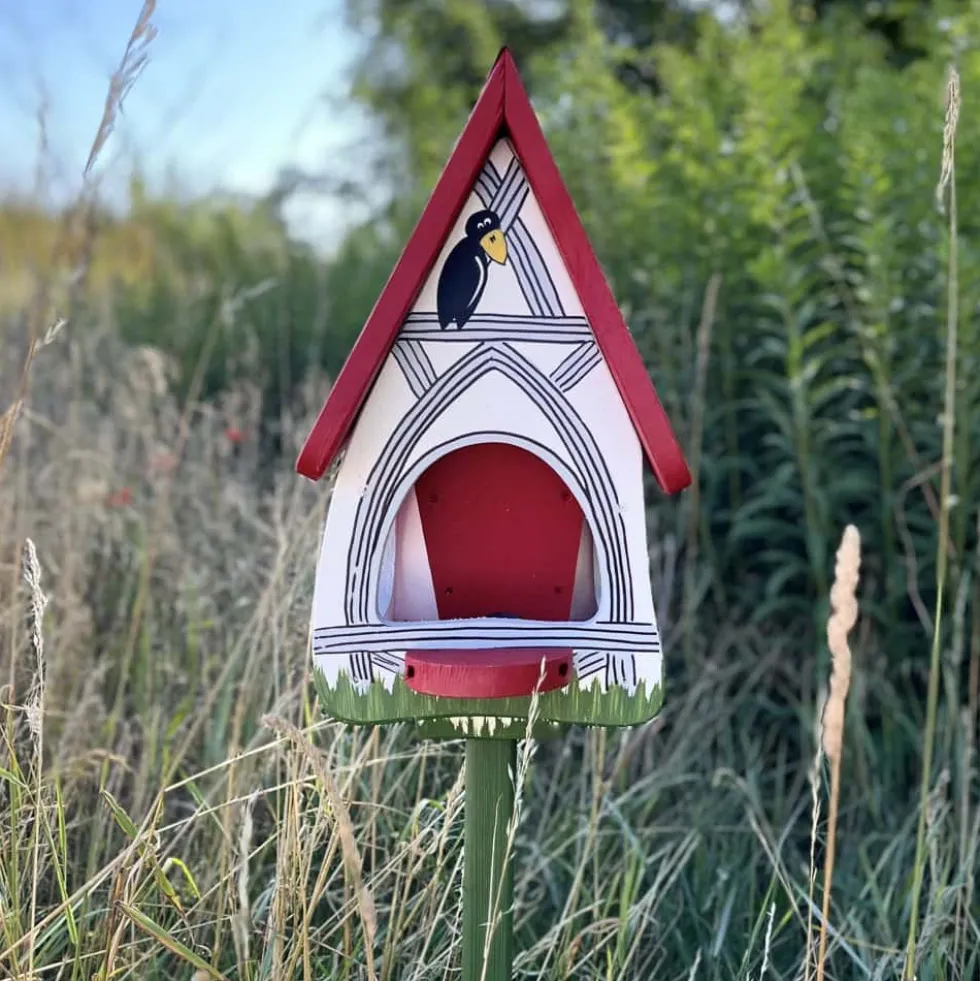 Vogelfutterhaus mit Ständer Fachwerkhaus Vogelvilla Höhe 45 cm