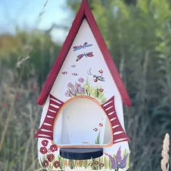 Vogelfutterhaus mit Ständer GARTENZAUBER weiß Vogelvilla Höhe 45 cm